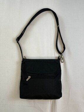Travelon Black Anti-Theft Crossbody Bag RFID Locking Zippers Nylon